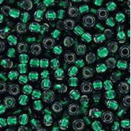 Toho seed beads 8/0 round Silver-Lined Green Emerald - TR-08-36